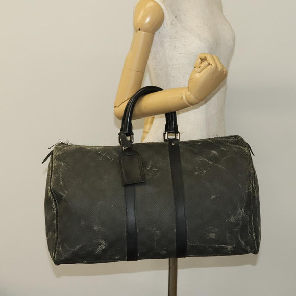 LOUIS VUITTON Damier Carbon Keepall 45 Boston Bag Black N41415 LV Auth sw1210