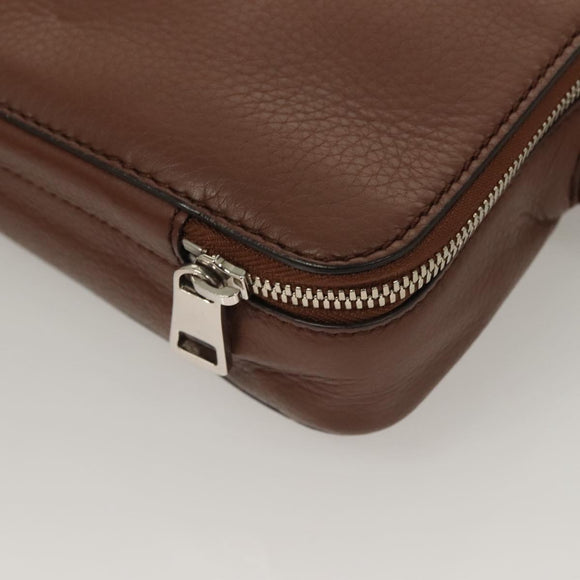 GUCCI Clutch Bag Leather Brown Silver 337083 Auth sw1217