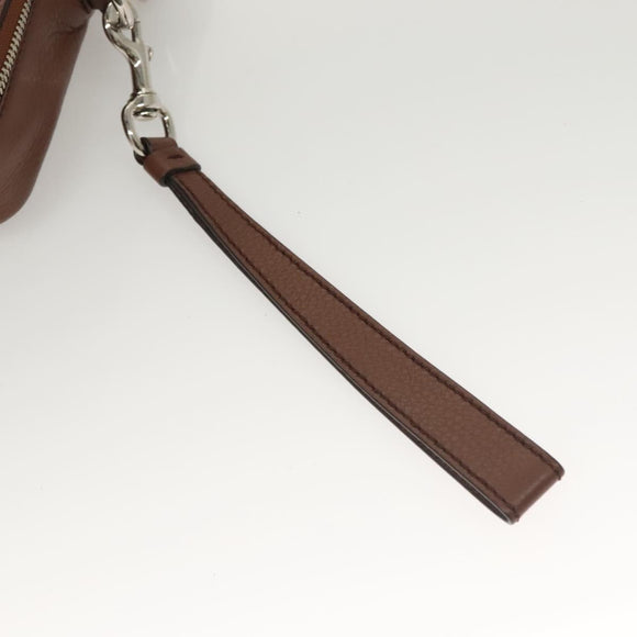 GUCCI Clutch Bag Leather Brown Silver 337083 Auth sw1217