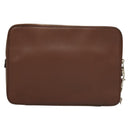GUCCI Clutch Bag Leather Brown Silver 337083 Auth sw1217-2