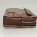 GUCCI Clutch Bag Leather Brown Silver 337083 Auth sw1217-3