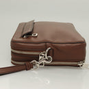 GUCCI Clutch Bag Leather Brown Silver 337083 Auth sw1217-4