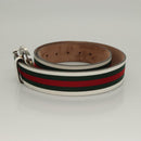GUCCI Interlocking Web Sherry Line Belt Leather 43.3"" Green 114984 Auth sw1219-4
