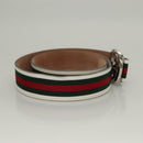GUCCI Interlocking Web Sherry Line Belt Leather 43.3"" Green 114984 Auth sw1219-5
