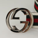 GUCCI Interlocking Web Sherry Line Belt Leather 43.3"" Green 114984 Auth sw1219-6