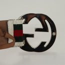 GUCCI Interlocking Web Sherry Line Belt Leather 43.3"" Green 114984 Auth sw1219-7