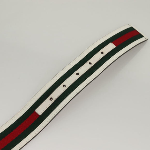 GUCCI Interlocking Web Sherry Line Belt Leather 43.3"" Green 114984 Auth sw1219