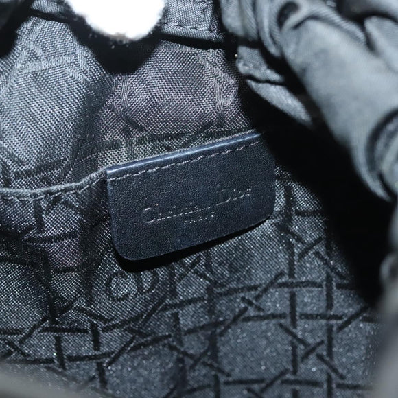 Christian Dior Maris Pearl Hand Bag Nylon Black Silver Auth sw1224