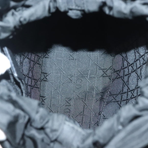 Christian Dior Maris Pearl Hand Bag Nylon Black Silver Auth sw1224