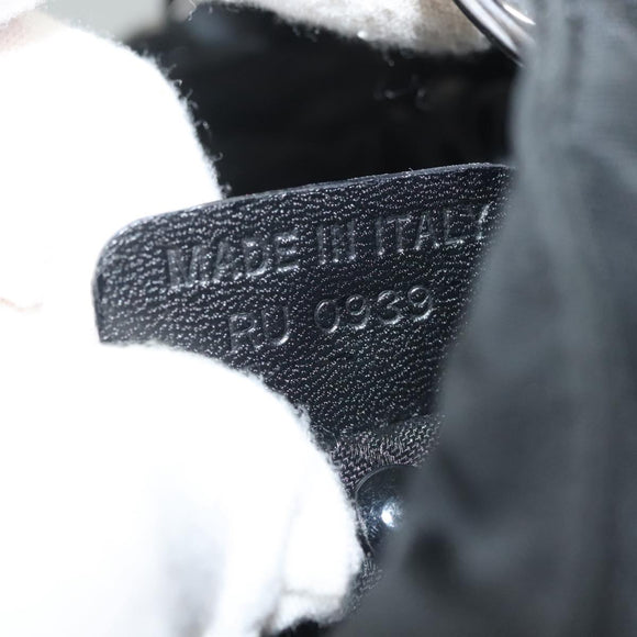 Christian Dior Maris Pearl Hand Bag Nylon Black Silver Auth sw1224