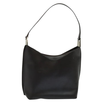 GUCCI Shoulder Bag Leather Brown Silver Auth sw1226