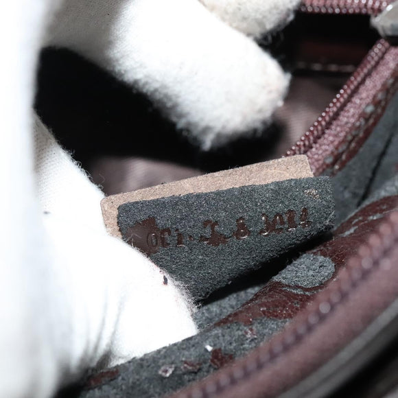 GUCCI Shoulder Bag Leather Brown Silver Auth sw1226