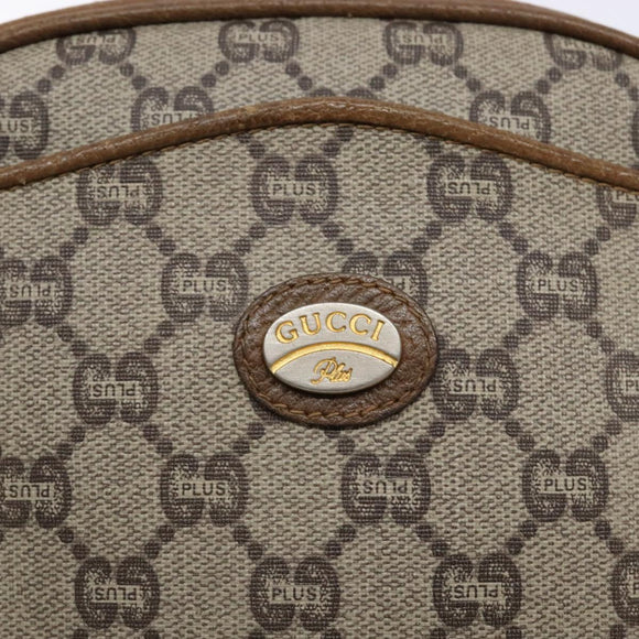 GUCCI GG Plus Supreme Shoulder Bag PVC Beige Auth sw1228