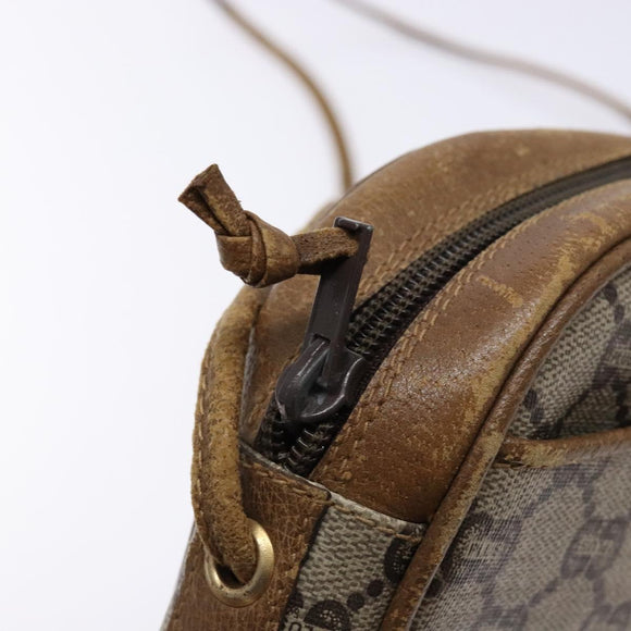 GUCCI GG Plus Supreme Shoulder Bag PVC Beige Auth sw1228