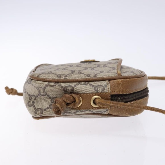 GUCCI GG Plus Supreme Shoulder Bag PVC Beige Auth sw1228