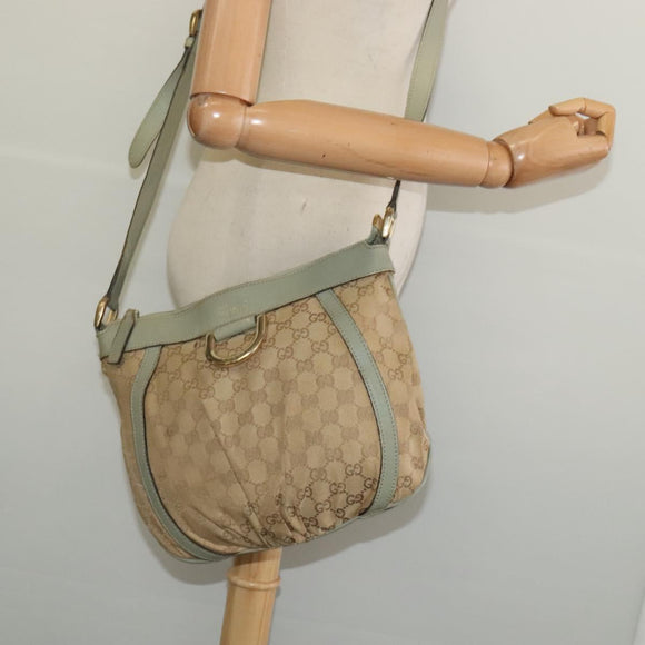 GUCCI GG Canvas Shoulder Bag Beige Gold 203257 Auth sw1229