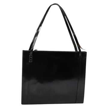GUCCI Shoulder Bag Patent leather Black Silver Auth sw1231