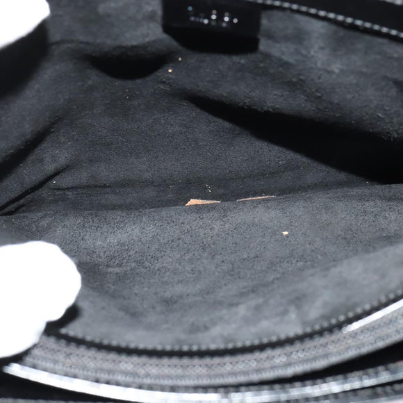 GUCCI Shoulder Bag Patent leather Black Silver Auth sw1231