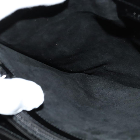 GUCCI Shoulder Bag Patent leather Black Silver Auth sw1231