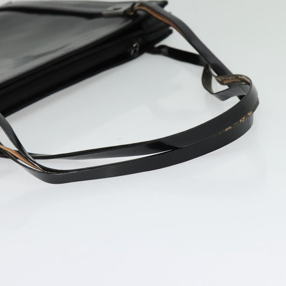 GUCCI Shoulder Bag Patent leather Black Silver Auth sw1231