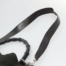 GUCCI Bamboo Hand Bag Nylon 2way Khaki Silver 001 1577 2123 Auth sw1236-15