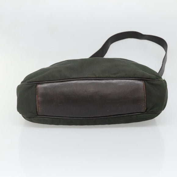 GUCCI Bamboo Hand Bag Nylon 2way Khaki Silver 001 1577 2123 Auth sw1236