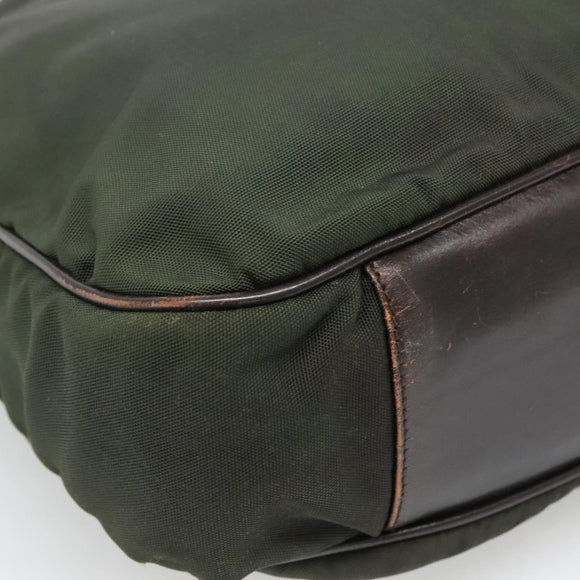 GUCCI Bamboo Hand Bag Nylon 2way Khaki Silver 001 1577 2123 Auth sw1236