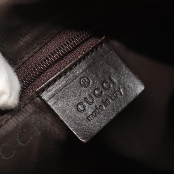 GUCCI Bamboo Hand Bag Nylon 2way Khaki Silver 001 1577 2123 Auth sw1236