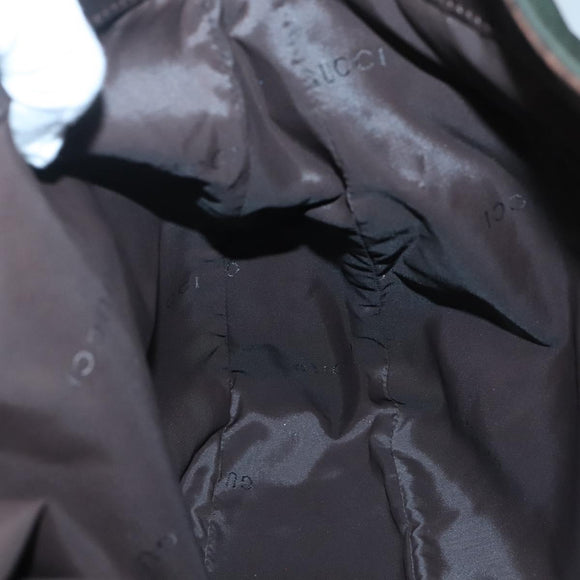 GUCCI Bamboo Hand Bag Nylon 2way Khaki Silver 001 1577 2123 Auth sw1236