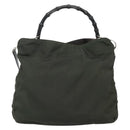 GUCCI Bamboo Hand Bag Nylon 2way Khaki Silver 001 1577 2123 Auth sw1236-2
