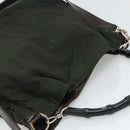 GUCCI Bamboo Hand Bag Nylon 2way Khaki Silver 001 1577 2123 Auth sw1236-6