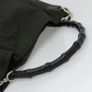 GUCCI Bamboo Hand Bag Nylon 2way Khaki Silver 001 1577 2123 Auth sw1236-7
