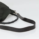 GUCCI Bamboo Hand Bag Nylon 2way Khaki Silver 001 1577 2123 Auth sw1236-8