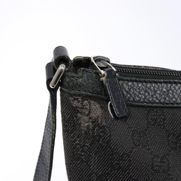 GUCCI GG Canvas Shoulder Bag Black Silver 272380 Auth sw1237