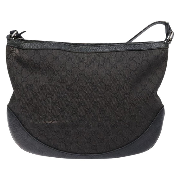 GUCCI GG Canvas Shoulder Bag Black Silver 272380 Auth sw1237