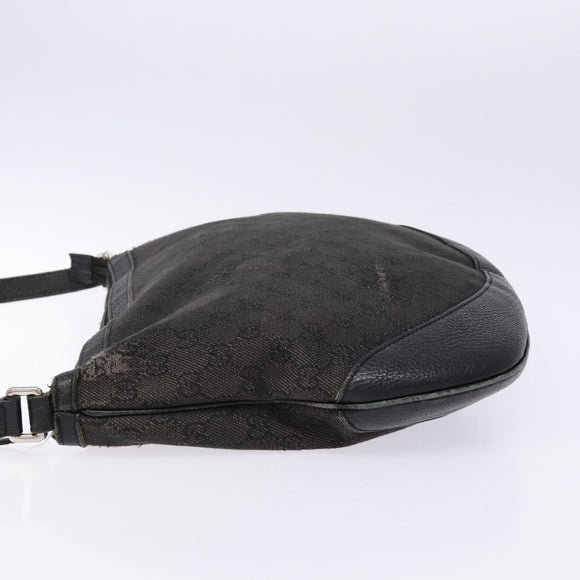 GUCCI GG Canvas Shoulder Bag Black Silver 272380 Auth sw1237