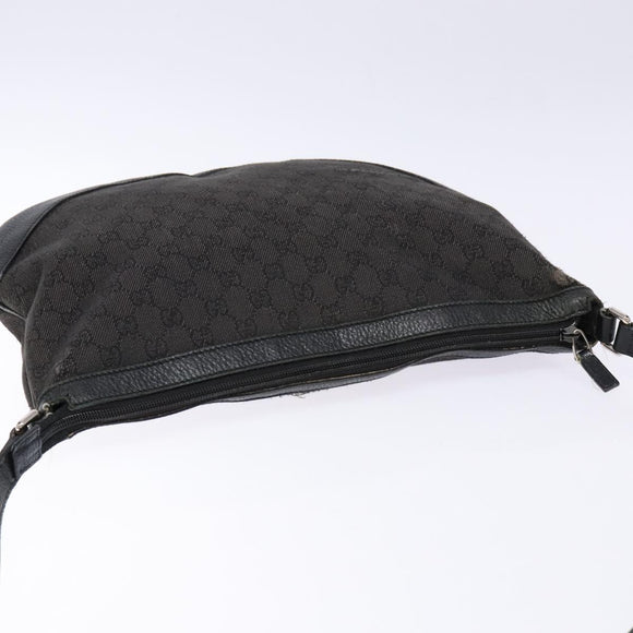 GUCCI GG Canvas Shoulder Bag Black Silver 272380 Auth sw1237