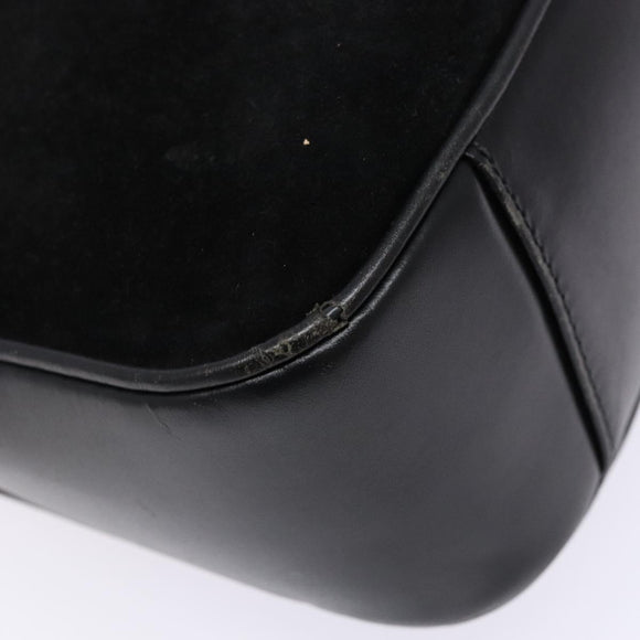 GUCCI Bamboo Hand Bag Suede Black Gold 001 1638 2615 Auth sw1241