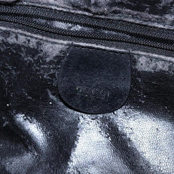 GUCCI Bamboo Hand Bag Suede Black Gold 001 1638 2615 Auth sw1241