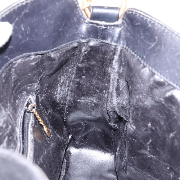 GUCCI Bamboo Hand Bag Suede Black Gold 001 1638 2615 Auth sw1241