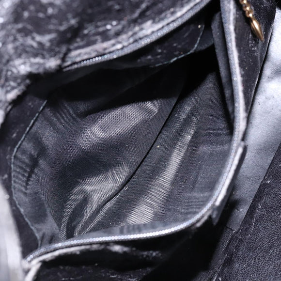 GUCCI Bamboo Hand Bag Suede Black Gold 001 1638 2615 Auth sw1241