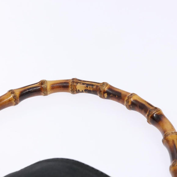 GUCCI Bamboo Hand Bag Suede Black Gold 001 1638 2615 Auth sw1241