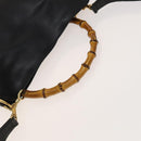 GUCCI Bamboo Hand Bag Leather 2way Black Gold 001 1638 Auth sw1242-9