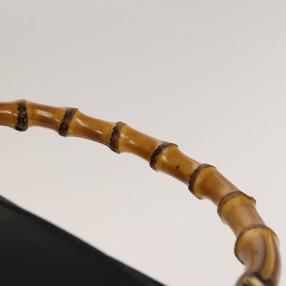 GUCCI Bamboo Hand Bag Leather 2way Black Gold 001 1638 Auth sw1242