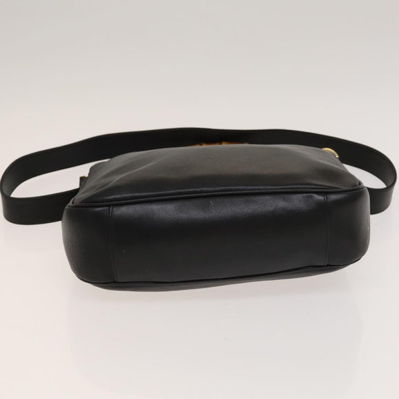 GUCCI Bamboo Hand Bag Leather 2way Black Gold 001 1638 Auth sw1242