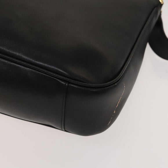 GUCCI Bamboo Hand Bag Leather 2way Black Gold 001 1638 Auth sw1242