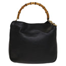 GUCCI Bamboo Hand Bag Leather 2way Black Gold 001 1638 Auth sw1242-13