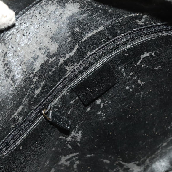 GUCCI Bamboo Hand Bag Leather 2way Black Gold 001 1638 Auth sw1242