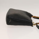 GUCCI Bamboo Hand Bag Leather 2way Black Gold 001 1638 Auth sw1242-3