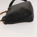 GUCCI Bamboo Hand Bag Leather 2way Black Gold 001 1638 Auth sw1242-5